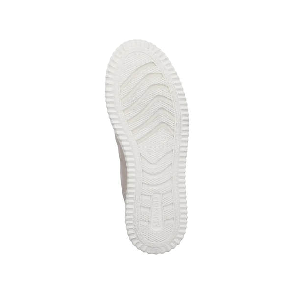 White lace and zip casual trainer with textured sole, in ginger/off white color, from Rieker N9920-62.