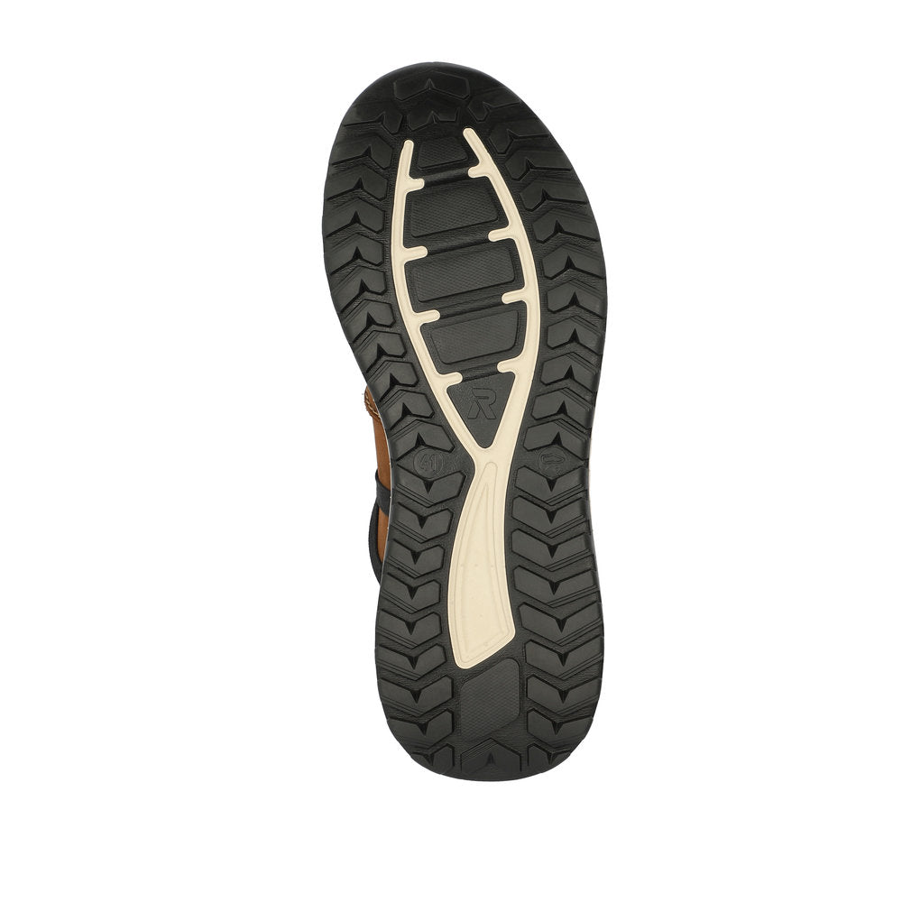 Rieker U0100-22 men's brown suede water-resistant lace-up shoes with rugged sole and cushioning for outdoor wear.