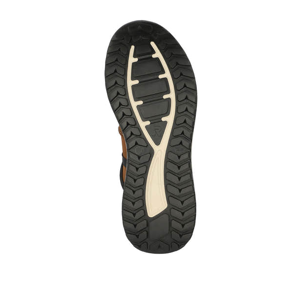 Rieker U0100-22 men's brown suede water-resistant lace-up shoes with rugged sole and cushioning for outdoor wear.