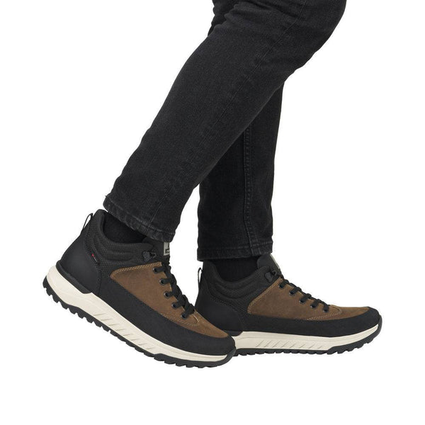 Rieker U0173-22 Mens Black/Brown Combi Water Resistant Lace Up Ankle Boots-elevate your sole