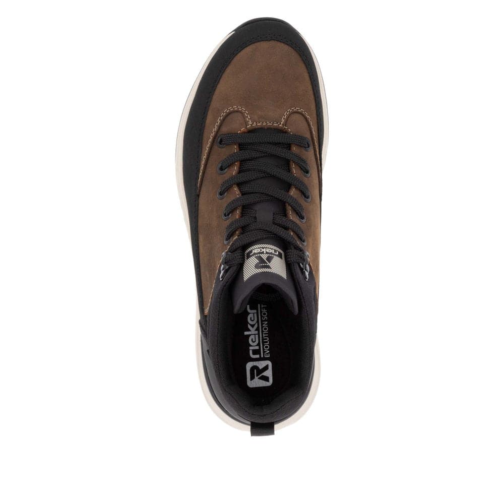 Rieker U0173-22 Mens Black/Brown Combi Water Resistant Lace Up Ankle Boots-elevate your sole