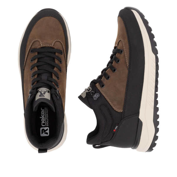 Rieker U0173-22 Mens Black/Brown Combi Water Resistant Lace Up Ankle Boots-elevate your sole