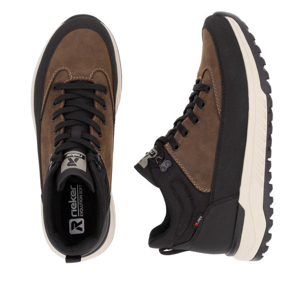 Rieker U0173-22 Mens Black/Brown Combi Water Resistant Lace Up Ankle Boots-elevate your sole
