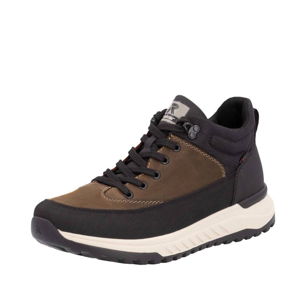Rieker U0173-22 Mens Black/Brown Combi Water Resistant Lace Up Ankle Boots-elevate your sole