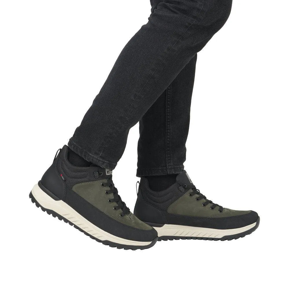 Rieker U0173-54 Mens Black/Green Combi Water Resistant Lace Up Ankle Boots-elevate your sole