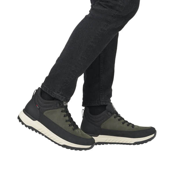 Rieker U0173-54 Mens Black/Green Combi Water Resistant Lace Up Ankle Boots-elevate your sole