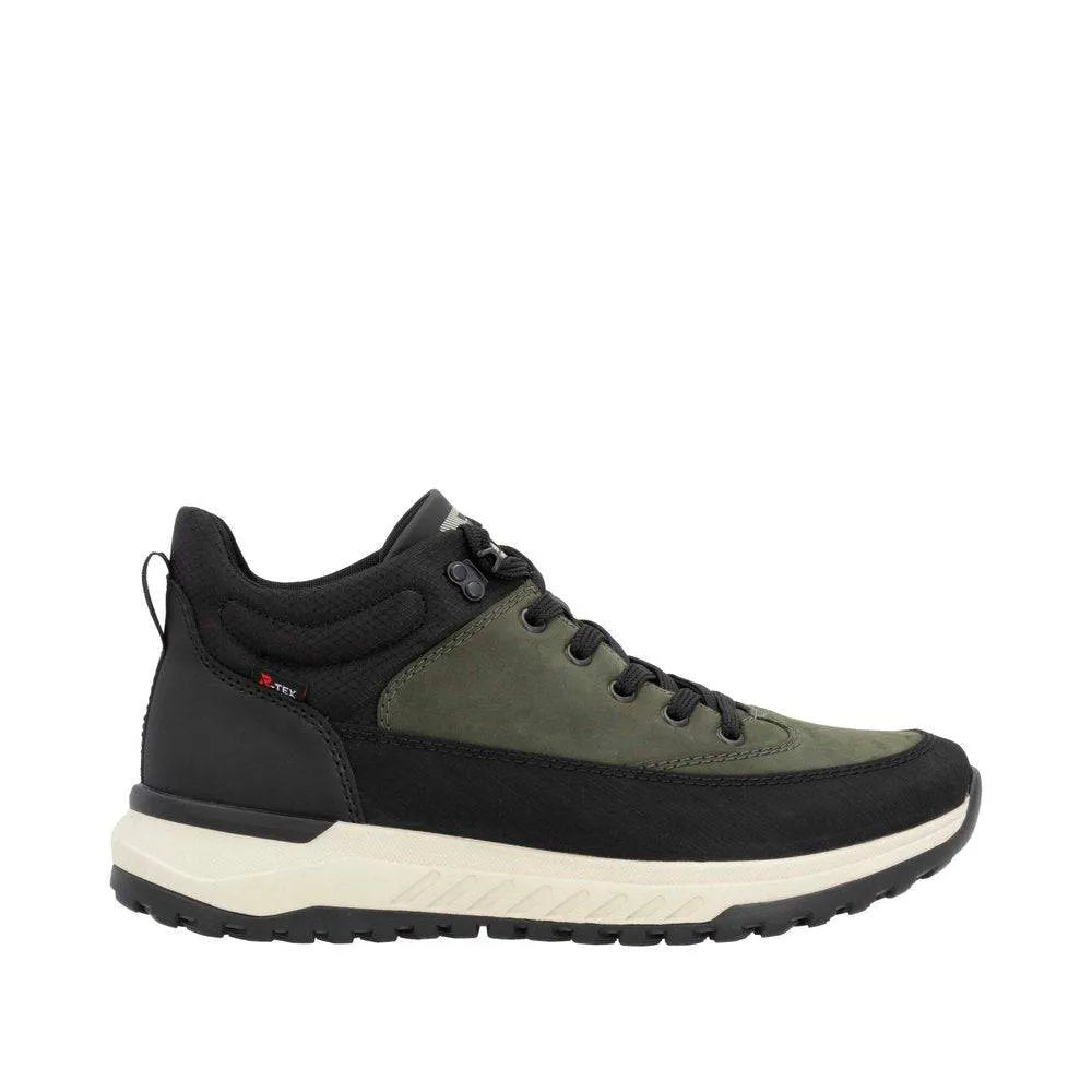 Rieker U0173-54 Mens Black/Green Combi Water Resistant Lace Up Ankle Boots-elevate your sole