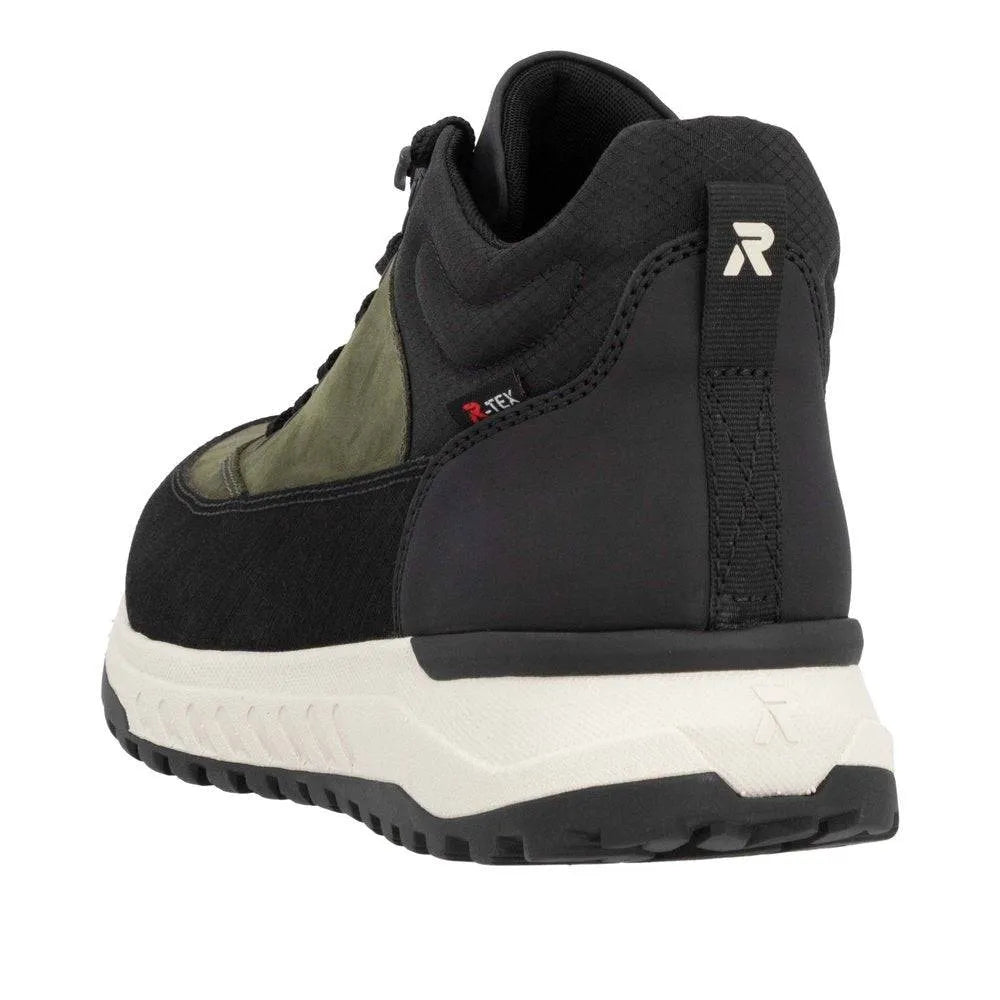 Rieker U0173-54 Mens Black/Green Combi Water Resistant Lace Up Ankle Boots-elevate your sole
