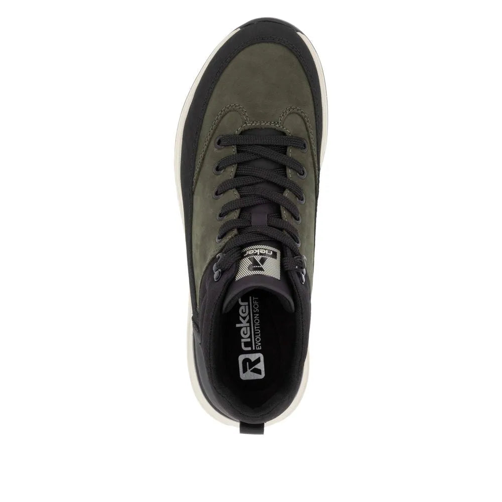 Rieker U0173-54 Mens Black/Green Combi Water Resistant Lace Up Ankle Boots-elevate your sole