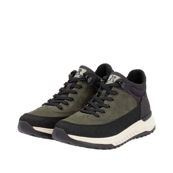 Rieker U0173-54 Mens Black/Green Combi Water Resistant Lace Up Ankle Boots-elevate your sole