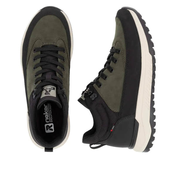 Rieker U0173-54 Mens Black/Green Combi Water Resistant Lace Up Ankle Boots-elevate your sole