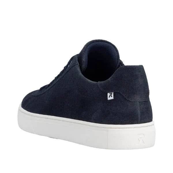Black suede lace-up sneaker with a white rubber sole and minimal branding at the heel and side.