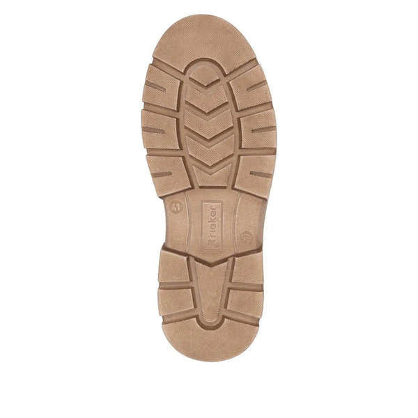 Rieker U1273-22 men's brown suede ankle boots with zip and lace-up closure, rugged outsole, and casual style.