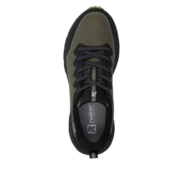 Rieker U4501-55 Mens Wide Green Water Resistant Lace Up Trainers