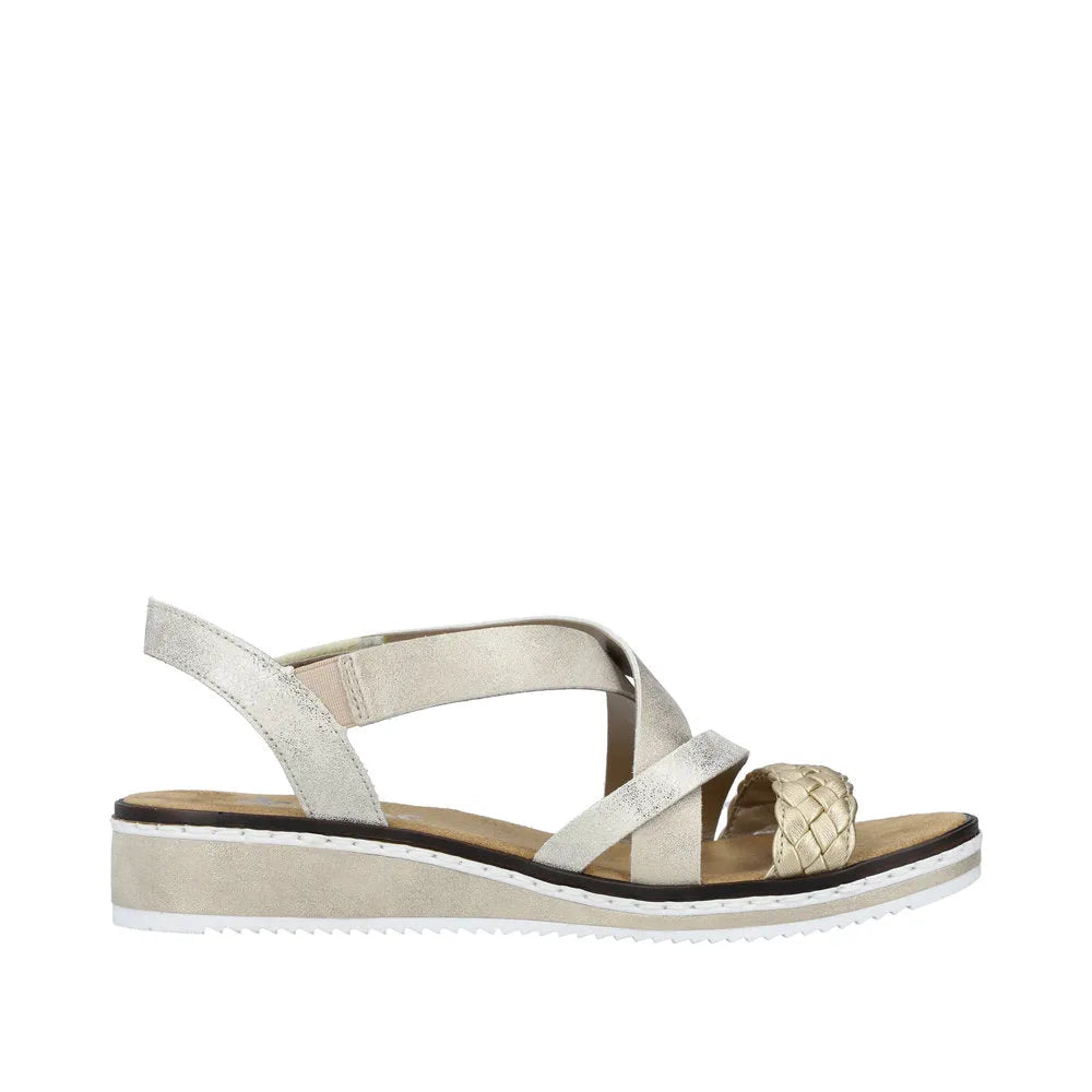 Rieker V3663-90 Ladies Metallic Touch Fastening Sandals-elevate your sole