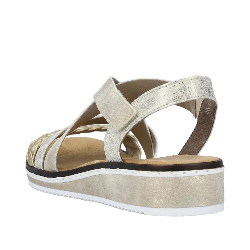 Rieker V3663-90 Ladies Metallic Touch Fastening Sandals-elevate your sole