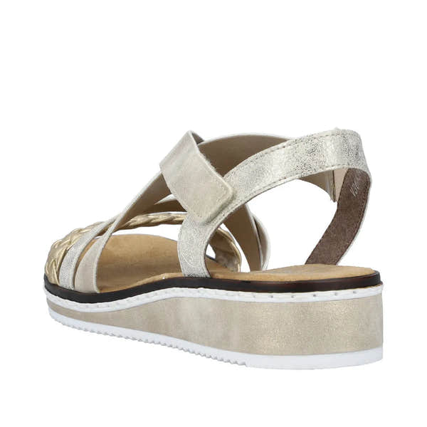 Rieker V3663-90 Ladies Metallic Touch Fastening Sandals-elevate your sole