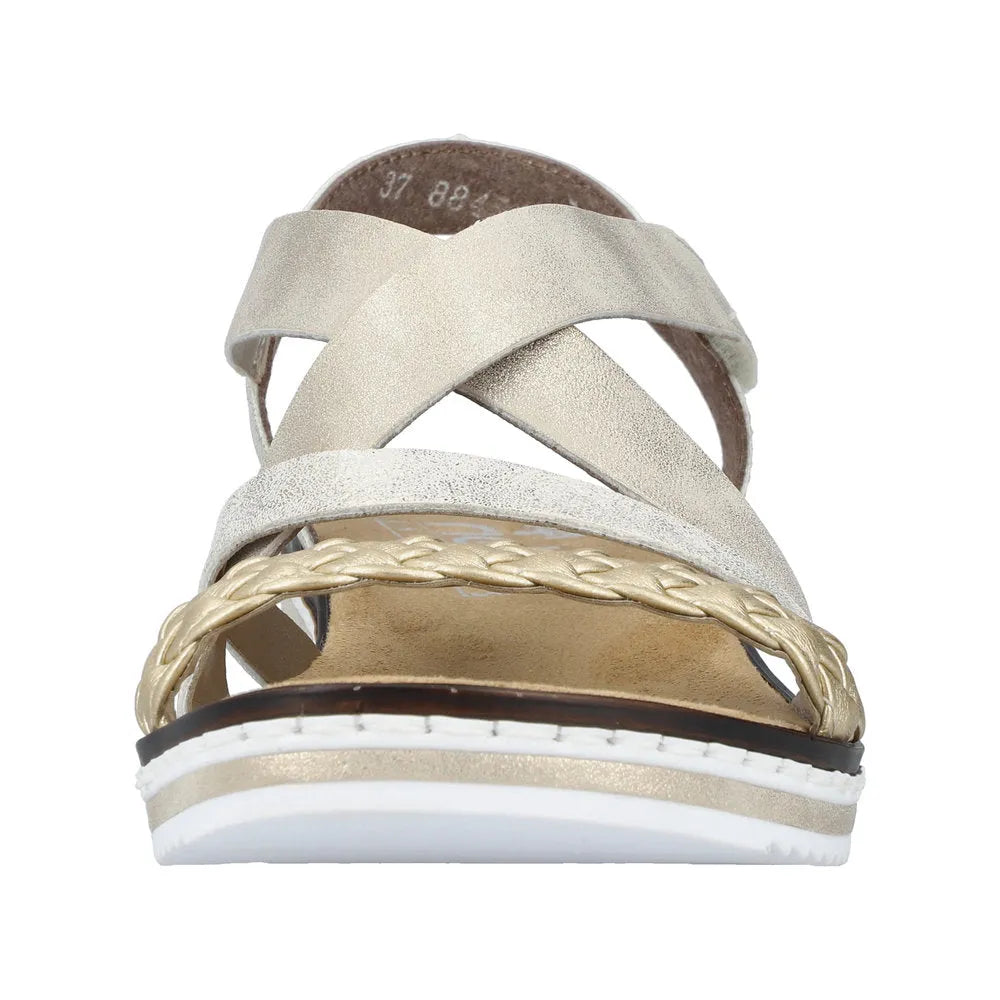 Rieker V3663-90 Ladies Metallic Touch Fastening Sandals-elevate your sole