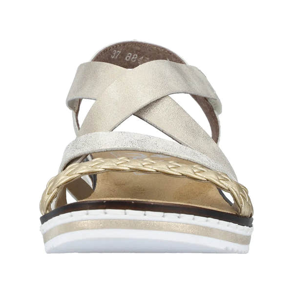 Rieker V3663-90 Ladies Metallic Touch Fastening Sandals-elevate your sole