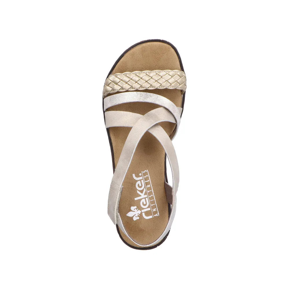 Rieker V3663-90 Ladies Metallic Touch Fastening Sandals-elevate your sole