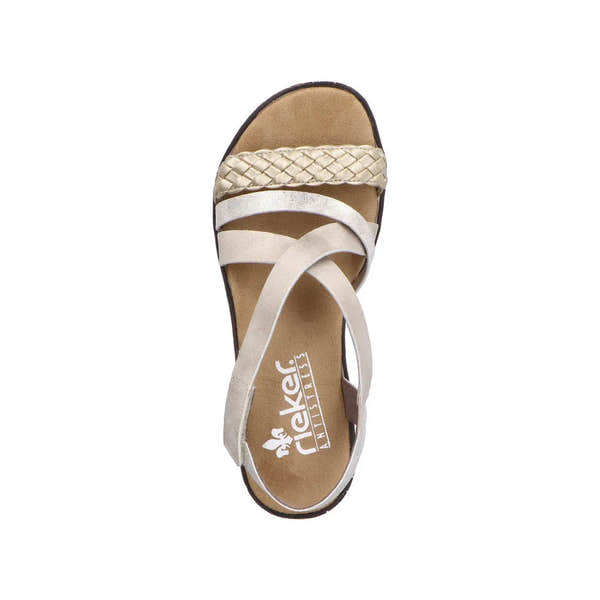 Rieker V3663-90 Ladies Metallic Touch Fastening Sandals-elevate your sole