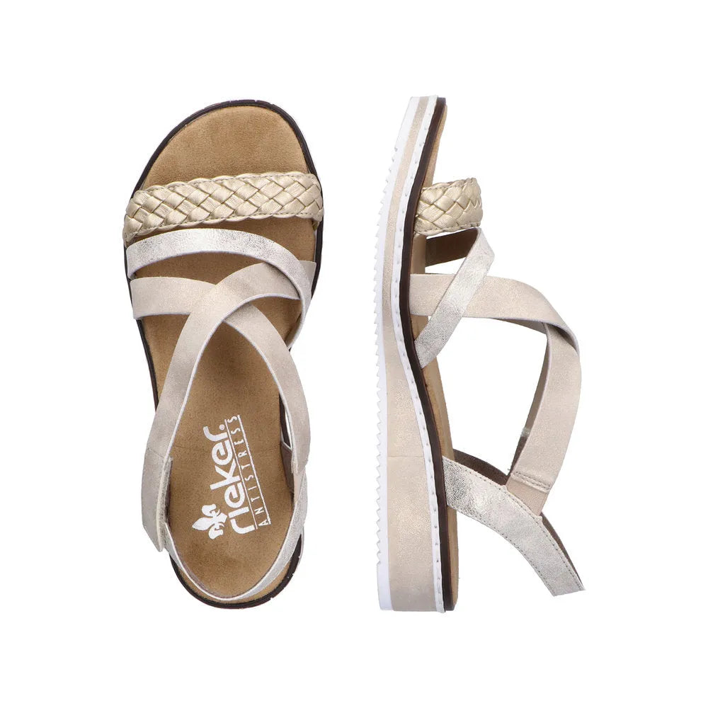 Rieker V3663-90 Ladies Metallic Touch Fastening Sandals-elevate your sole