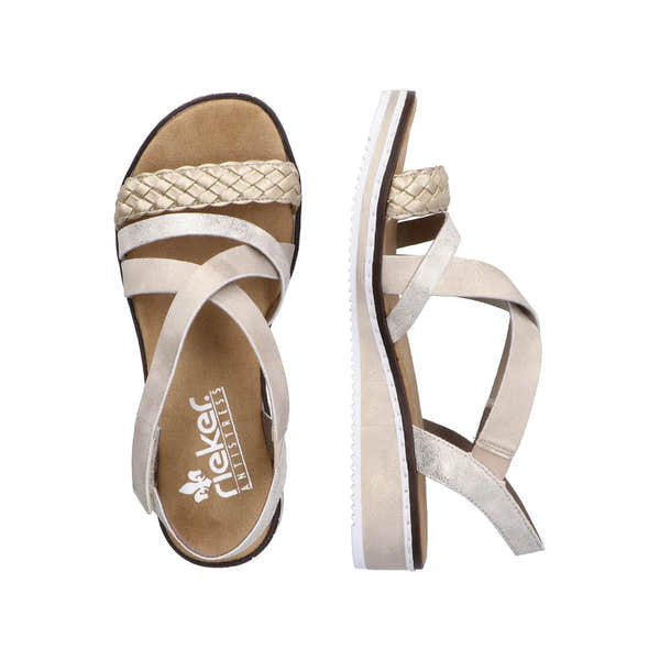 Rieker V3663-90 Ladies Metallic Touch Fastening Sandals-elevate your sole