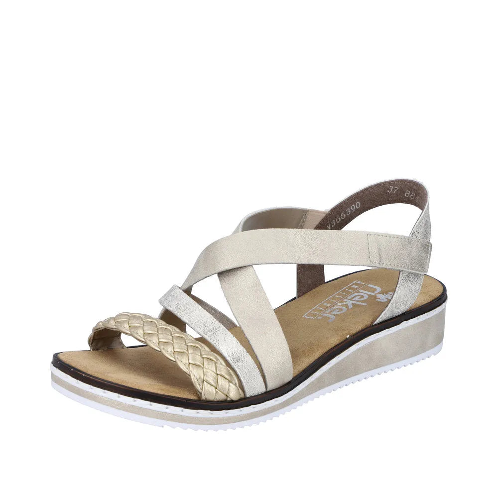 Rieker V3663-90 Ladies Metallic Touch Fastening Sandals-elevate your sole