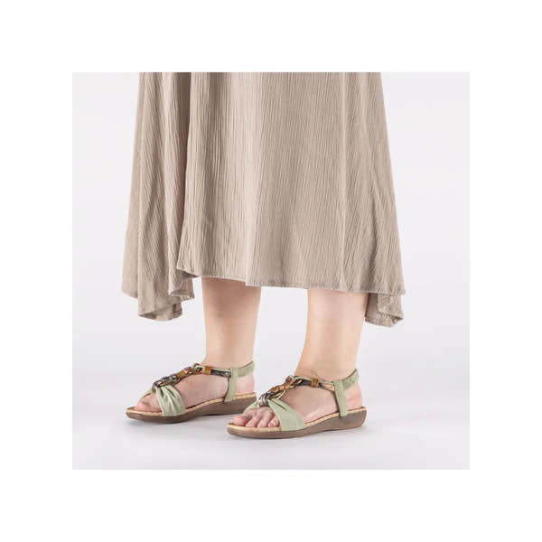 Rieker V7568-52 Ladies Green Elasticated Sandals