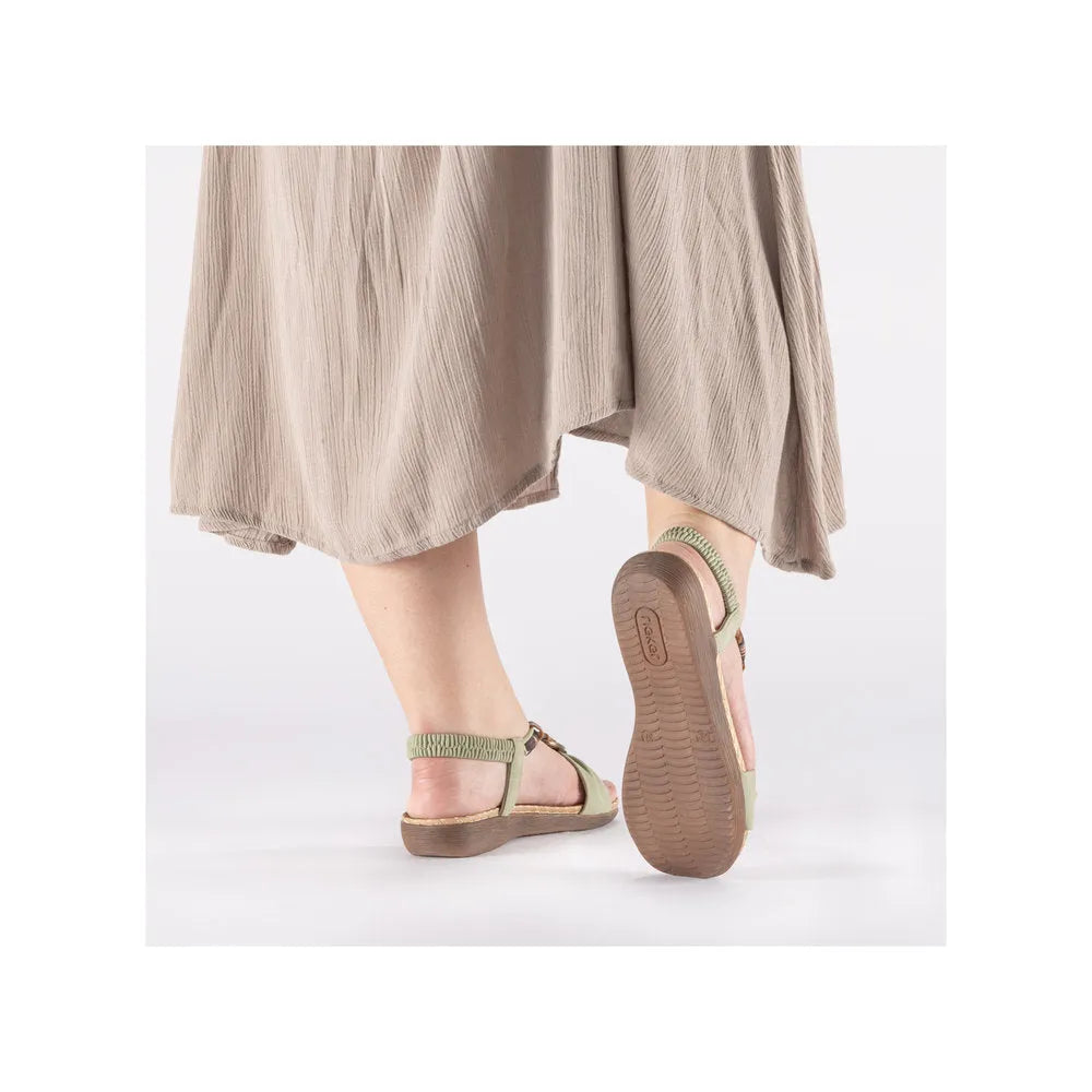 Rieker V7568-52 Ladies Green Elasticated Sandals