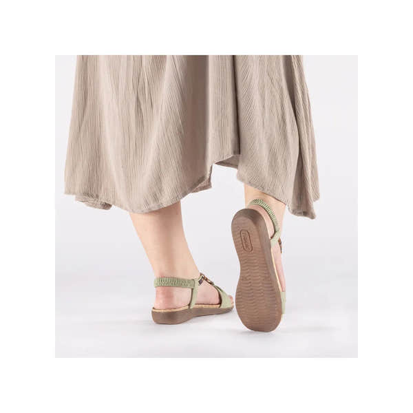 Rieker V7568-52 Ladies Green Elasticated Sandals