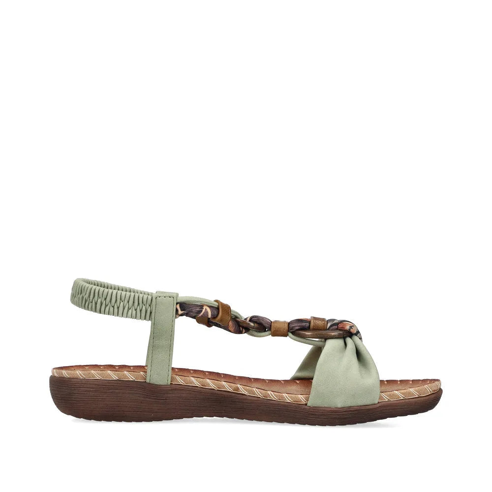 Rieker V7568-52 Ladies Green Elasticated Sandals