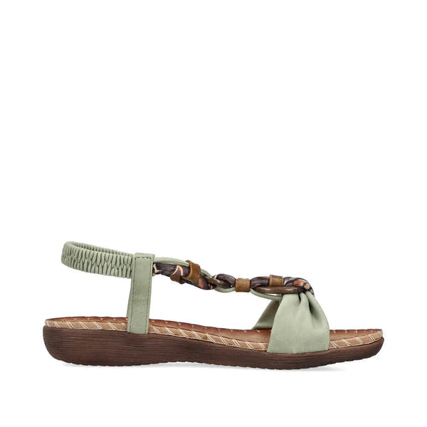 Rieker V7568-52 Ladies Green Elasticated Sandals