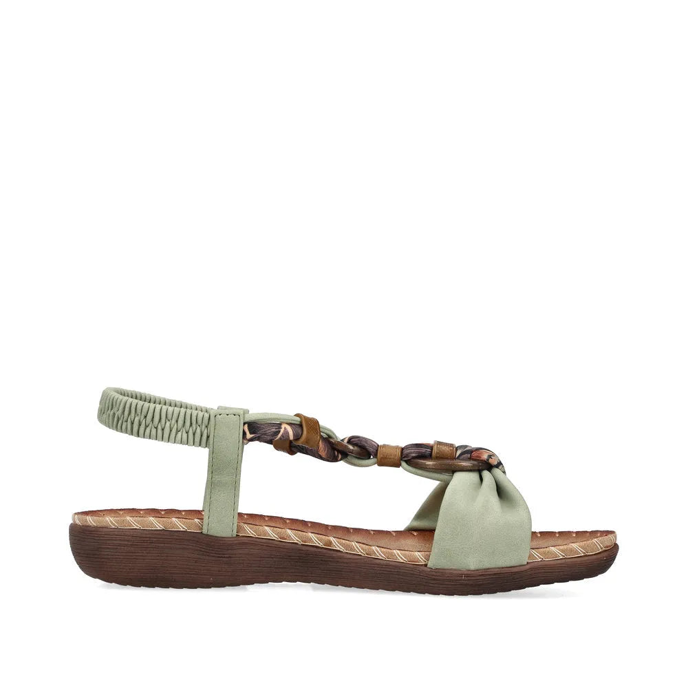 Rieker V7568-52 Ladies Green Elasticated Sandals