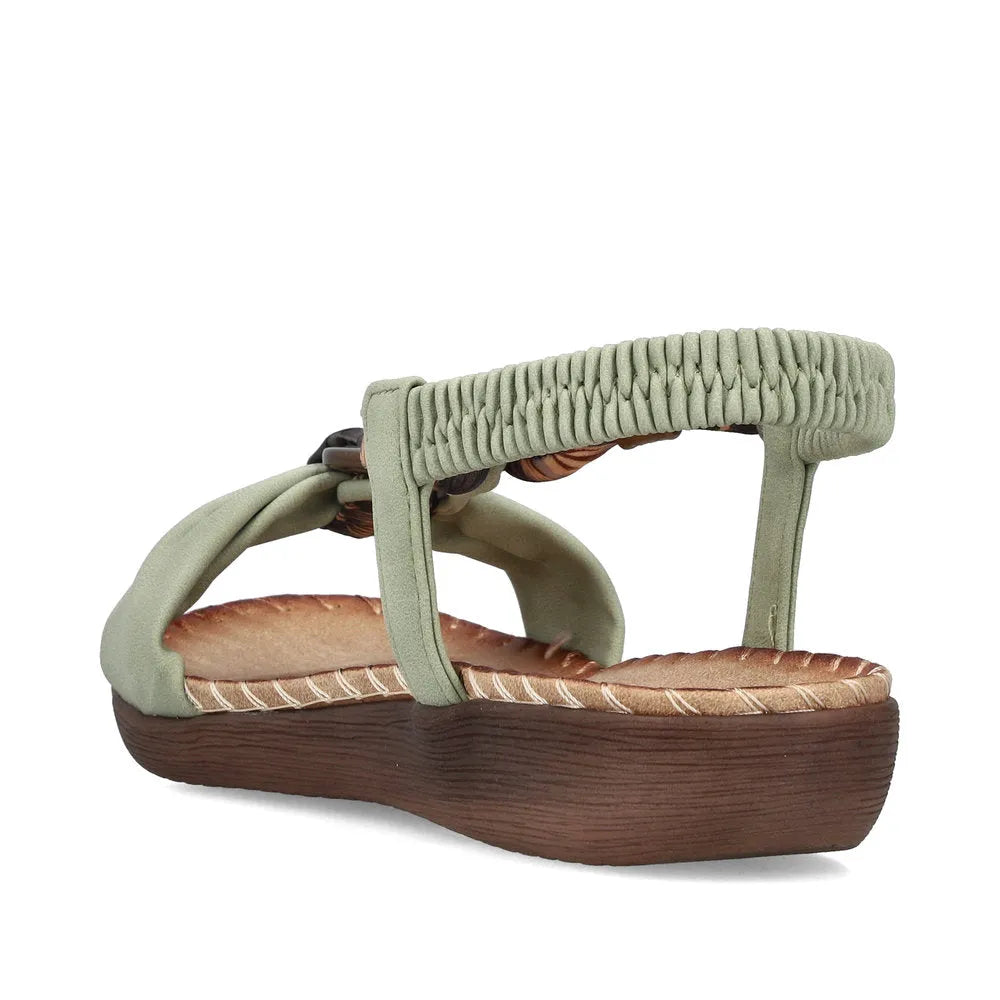 Rieker V7568-52 Ladies Green Elasticated Sandals