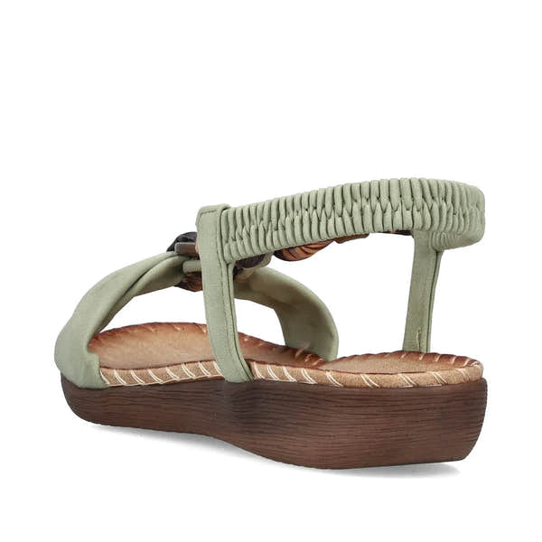 Rieker V7568-52 Ladies Green Elasticated Sandals
