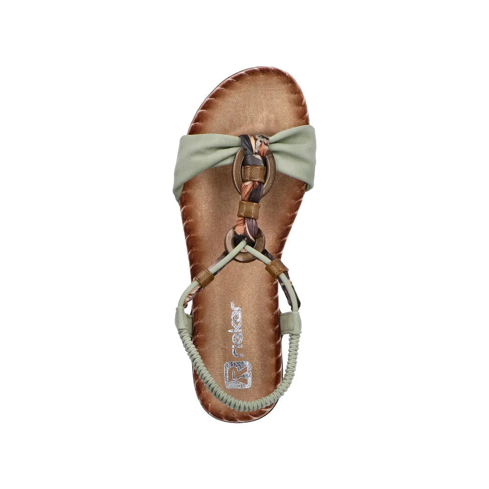 Rieker V7568-52 Ladies Green Elasticated Sandals
