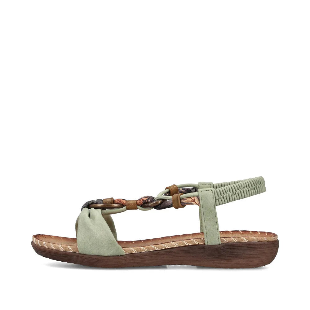 Rieker V7568-52 Ladies Green Elasticated Sandals