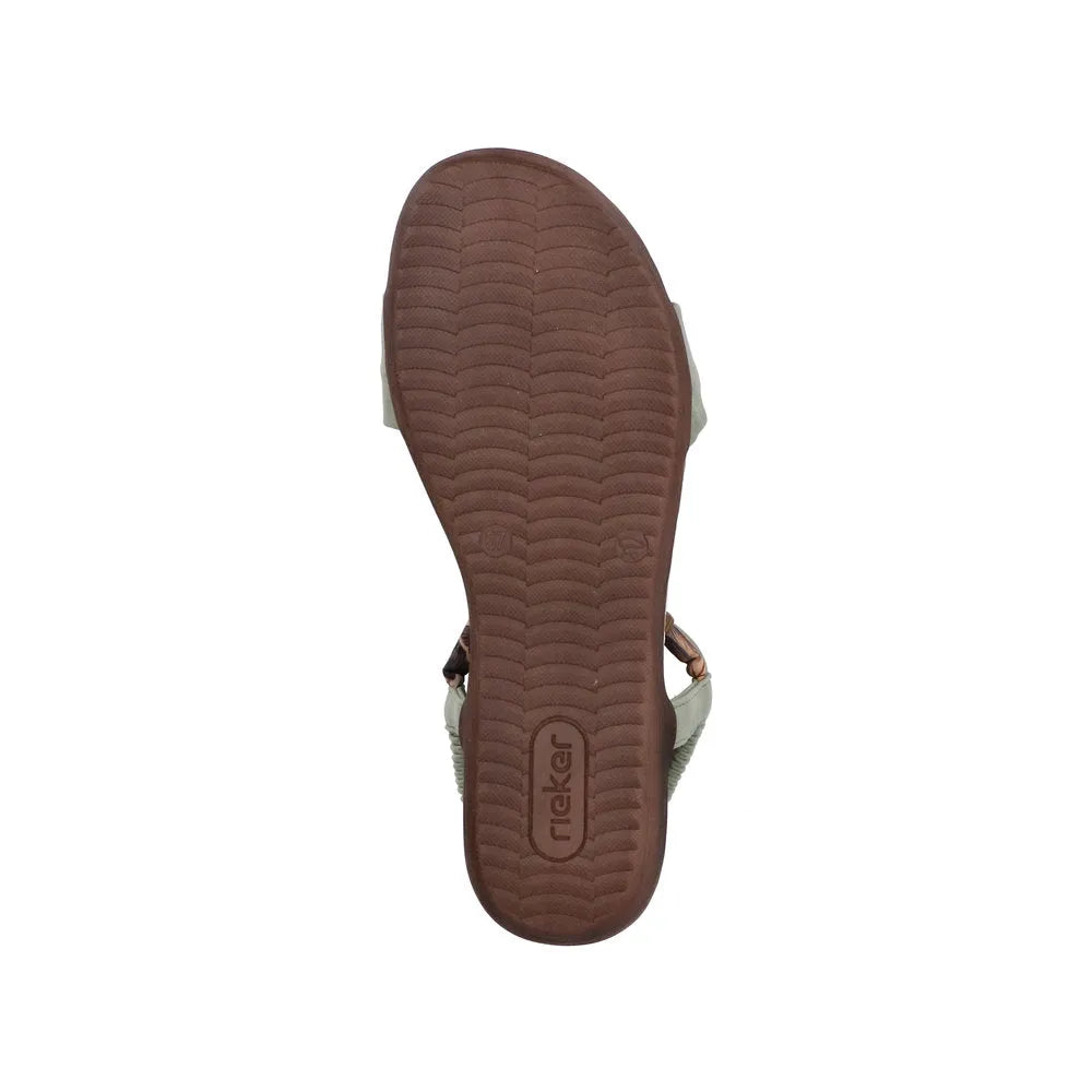 Rieker V7568-52 Ladies Green Elasticated Sandals