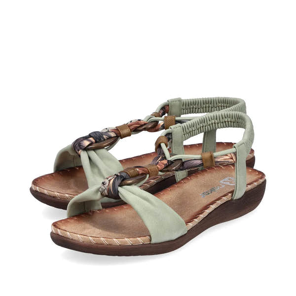 Rieker V7568-52 Ladies Green Elasticated Sandals