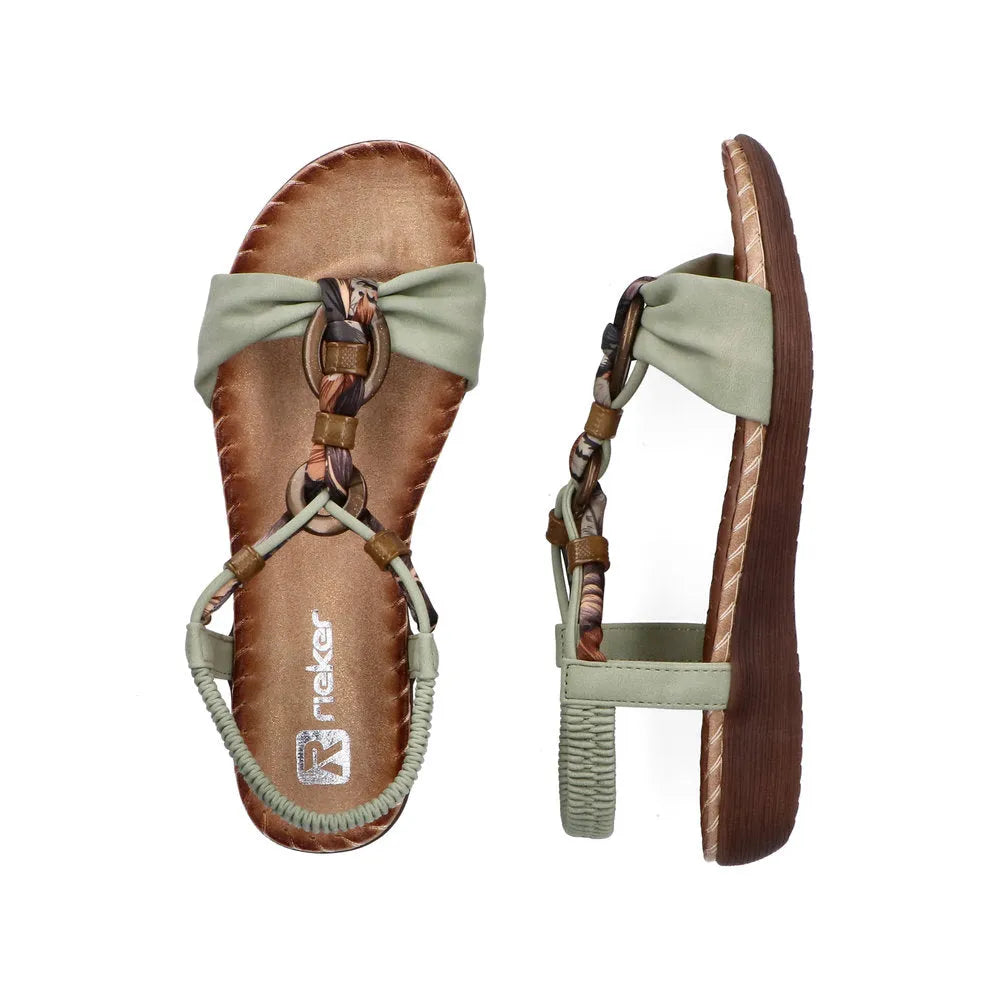 Rieker V7568-52 Ladies Green Elasticated Sandals