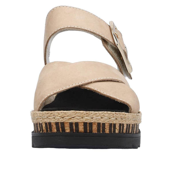 Rieker V7951-60 Ladies Taupe Leather Touch Fastening Sandals-elevate your sole
