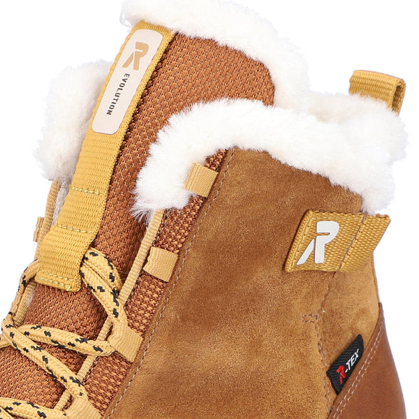 Rieker W0060-22 Ladies Tan Suede Water Resistant Lace Up Ankle Boots-elevate your sole