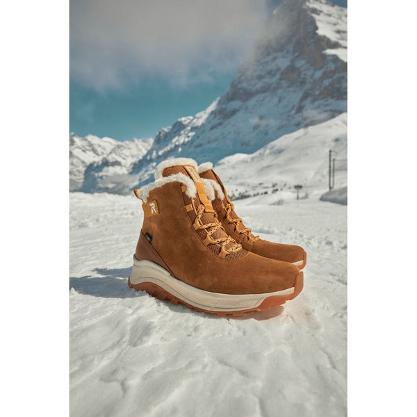Rieker W0060-22 Ladies Tan Suede Water Resistant Lace Up Ankle Boots-elevate your sole