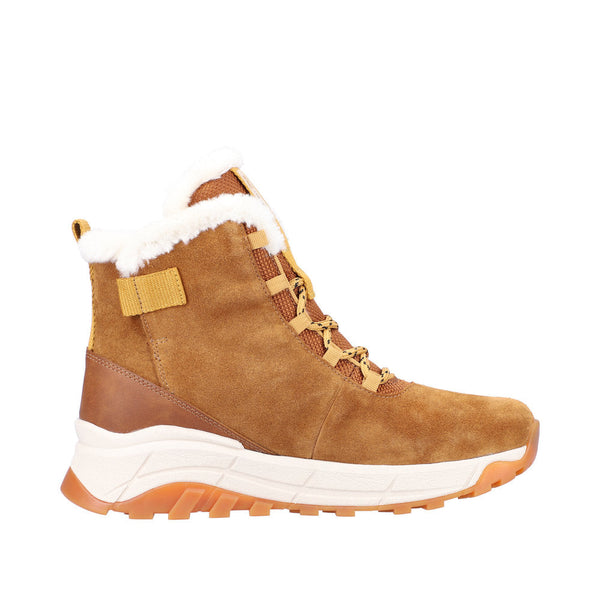 Rieker W0060-22 Ladies Tan Suede Water Resistant Lace Up Ankle Boots-elevate your sole