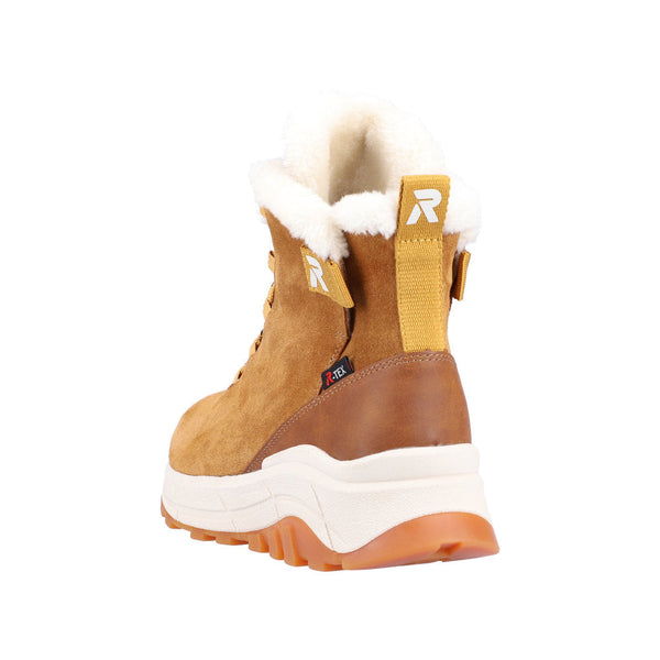 Rieker W0060-22 Ladies Tan Suede Water Resistant Lace Up Ankle Boots-elevate your sole