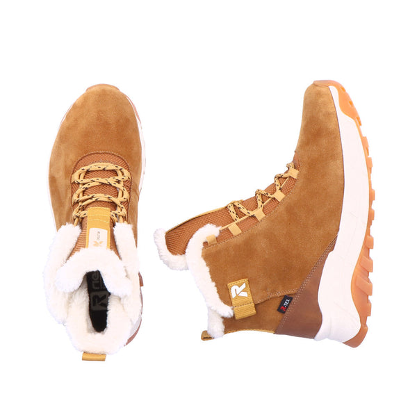 Rieker W0060-22 Ladies Tan Suede Water Resistant Lace Up Ankle Boots-elevate your sole