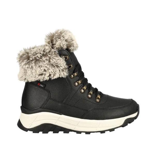 Rieker W0063-00 Ladies Black Leather Water Resistant Zip & Lace Ankle Boots-elevate your sole