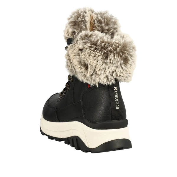 Rieker W0063-00 Ladies Black Leather Water Resistant Zip & Lace Ankle Boots-elevate your sole