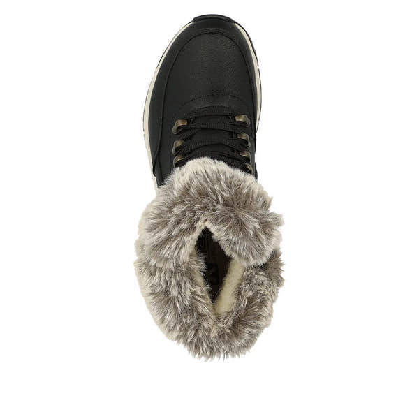 Rieker W0063-00 Ladies Black Leather Water Resistant Zip & Lace Ankle Boots-elevate your sole